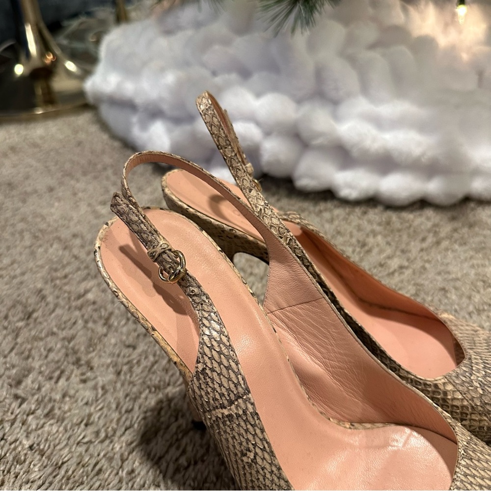 Gucci Snakeskin Peep-Toe Slingback Sandals with Bamboo Style Stiletto Heel - Picture 10 of 10